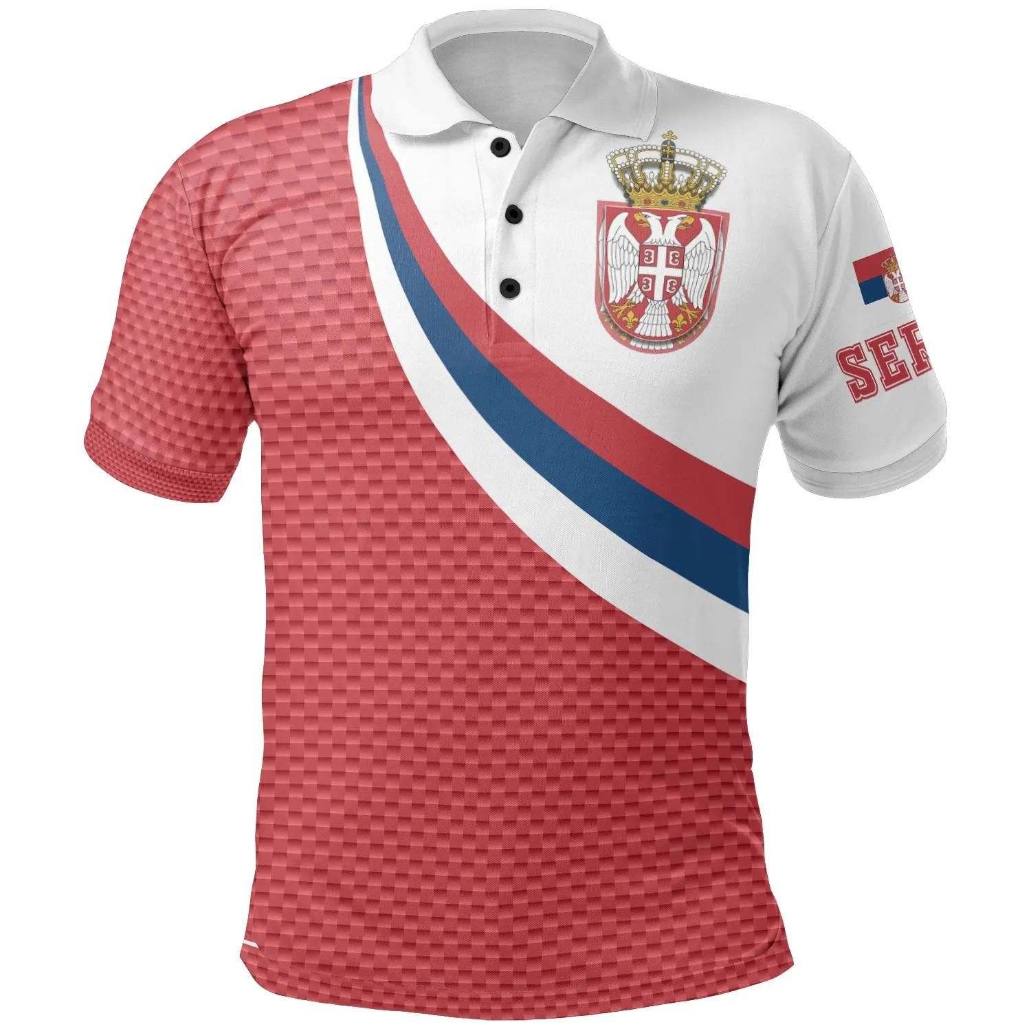 Serbia Polo Shirt - Serbia Flag (Red) - BN18 Serbia Polo Shirt - Serbia Flag (Red) - BN18