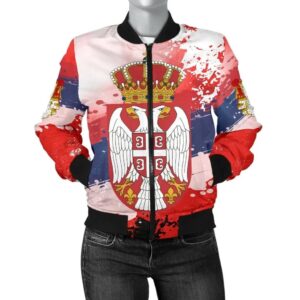 Serbia Women's Bomber Jacket - Serbia National Flag and Emblem A27 Bomber Jacket
