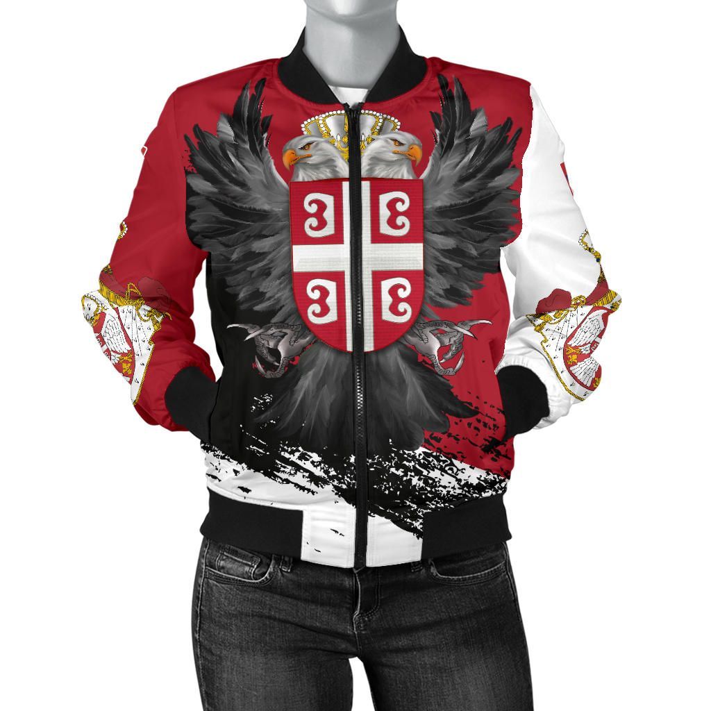 Serbia Women's Bomber Jacket - Serbian Eagle Tattoo A7 Bomber Jacket Serbia Women's Bomber Jacket - Serbian Eagle Tattoo A7 Bomber Jacket