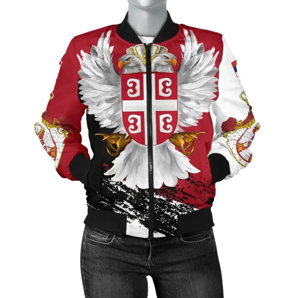 Serbia Women's Bomber Jacket - Serbian White Eagle A7 Bomber Jacket Serbia Women's Bomber Jacket - Serbian White Eagle A7 Bomber Jacket
