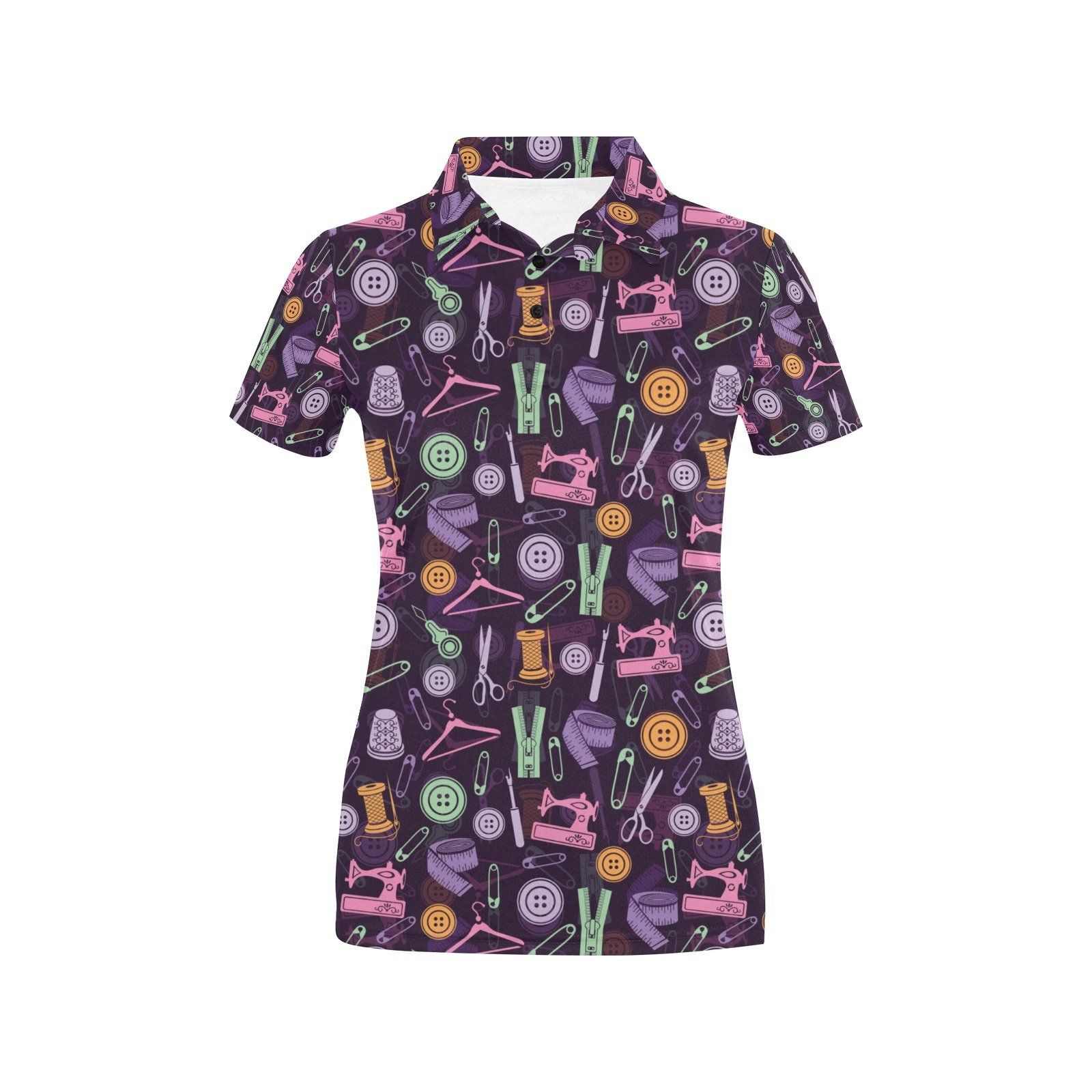 Sewing Equipment Print Design Lks306 Women'S Polo Shirt Sewing Equipment Print Design Lks306 Women'S Polo Shirt