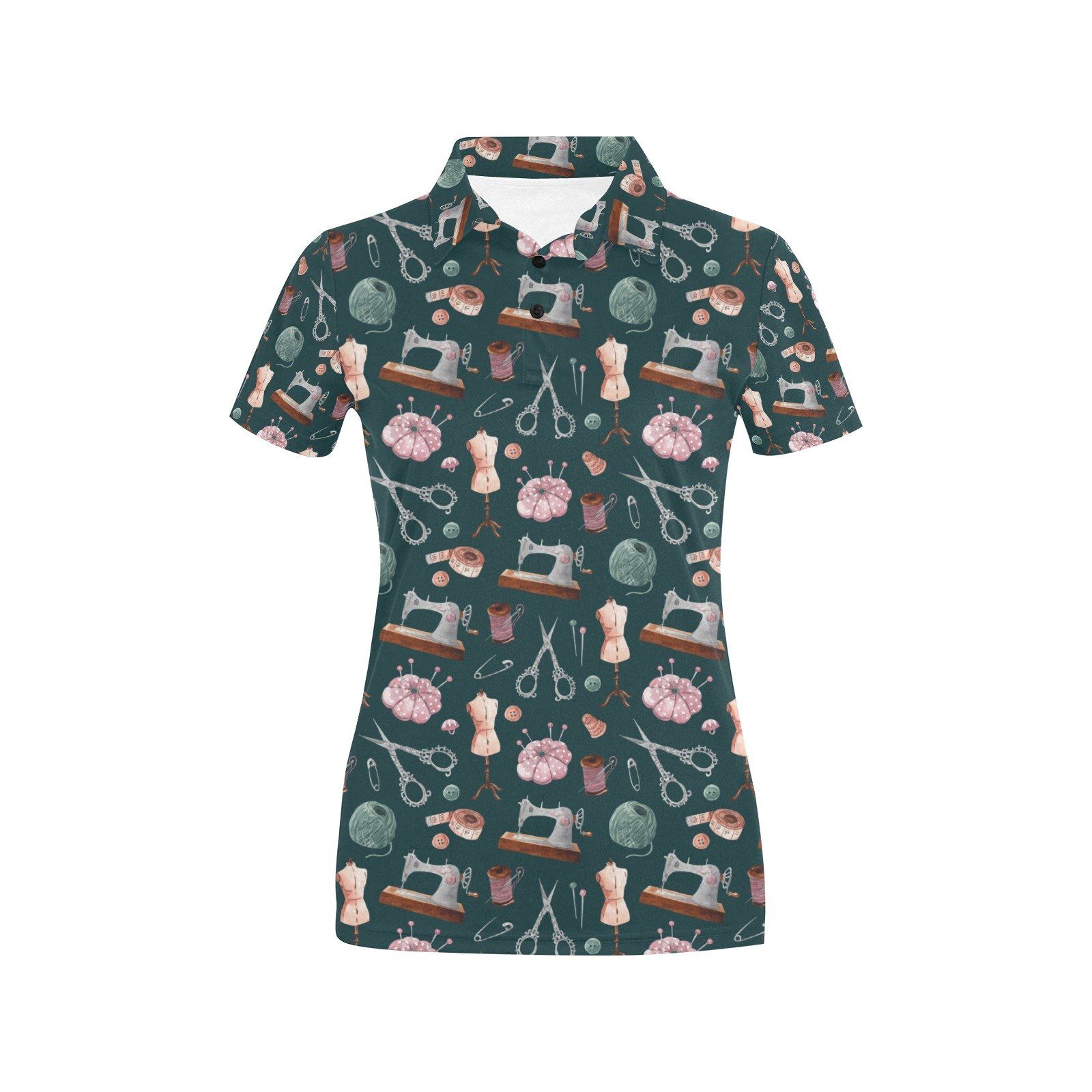 Sewing Equipment Print Design Lks307 Women'S Polo Shirt Sewing Equipment Print Design Lks307 Women'S Polo Shirt