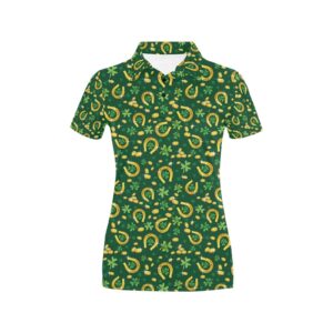 Shamrock Horse Shoes Saint Patrick'S Day Print Design Lks307 Women'S Polo Shirt