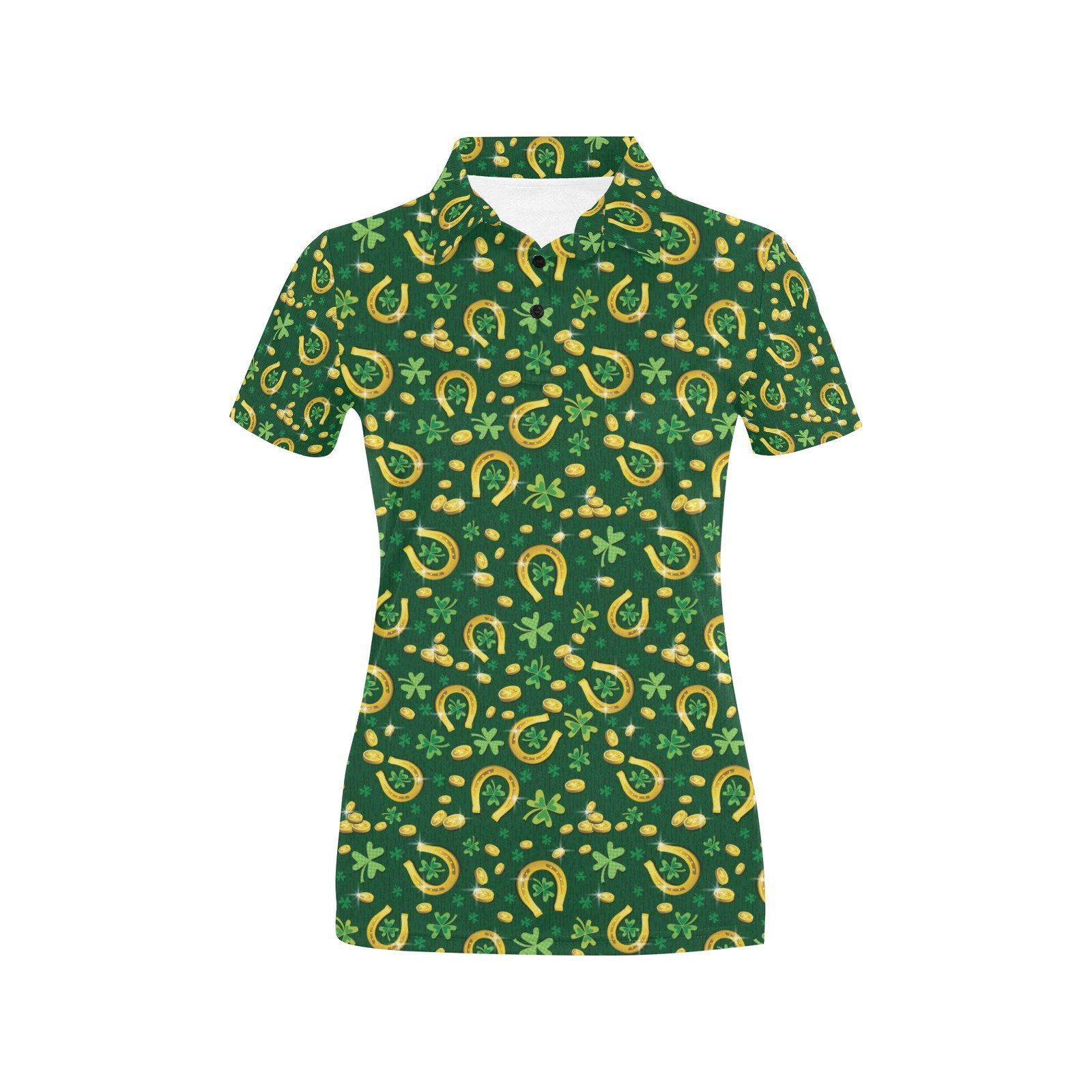 Shamrock Horse Shoes Saint Patrick'S Day Print Design Lks307 Women'S Polo Shirt Shamrock Horse Shoes Saint Patrick'S Day Print Design Lks307 Women'S Polo Shirt