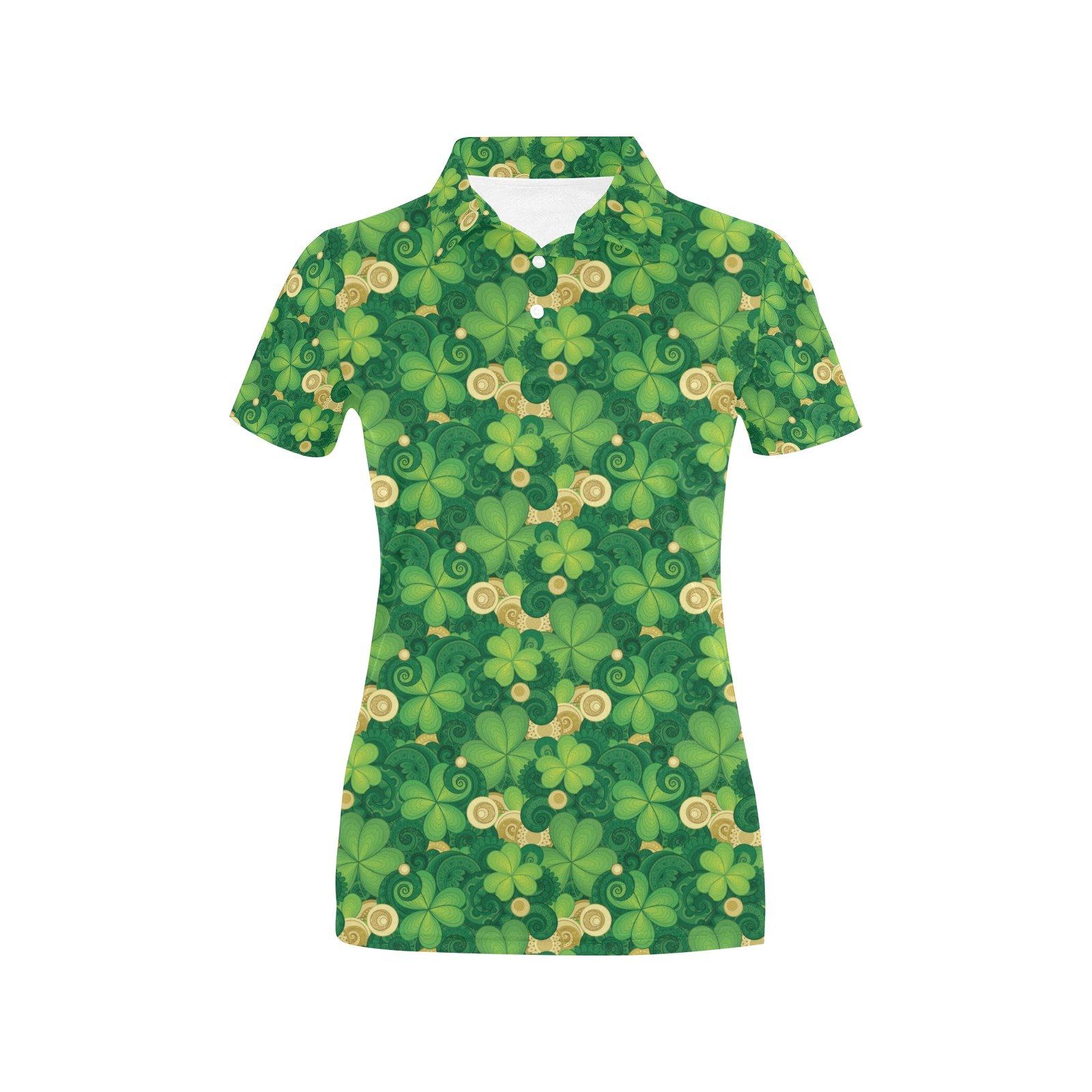Shamrock Print Design Lks301 Women'S Polo Shirt Shamrock Print Design Lks301 Women'S Polo Shirt