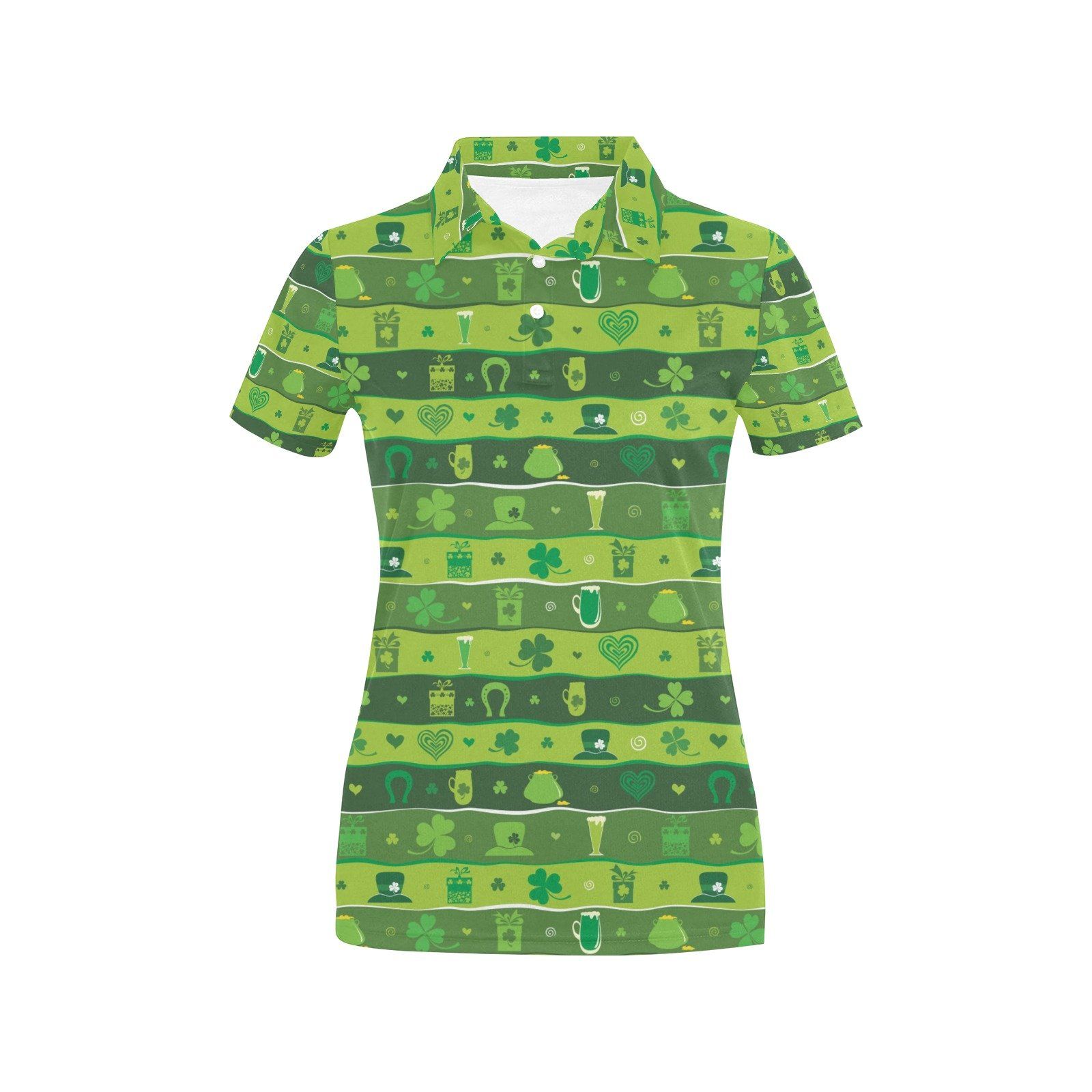 Shamrock Print Design Lks303 Women'S Polo Shirt Shamrock Print Design Lks303 Women'S Polo Shirt