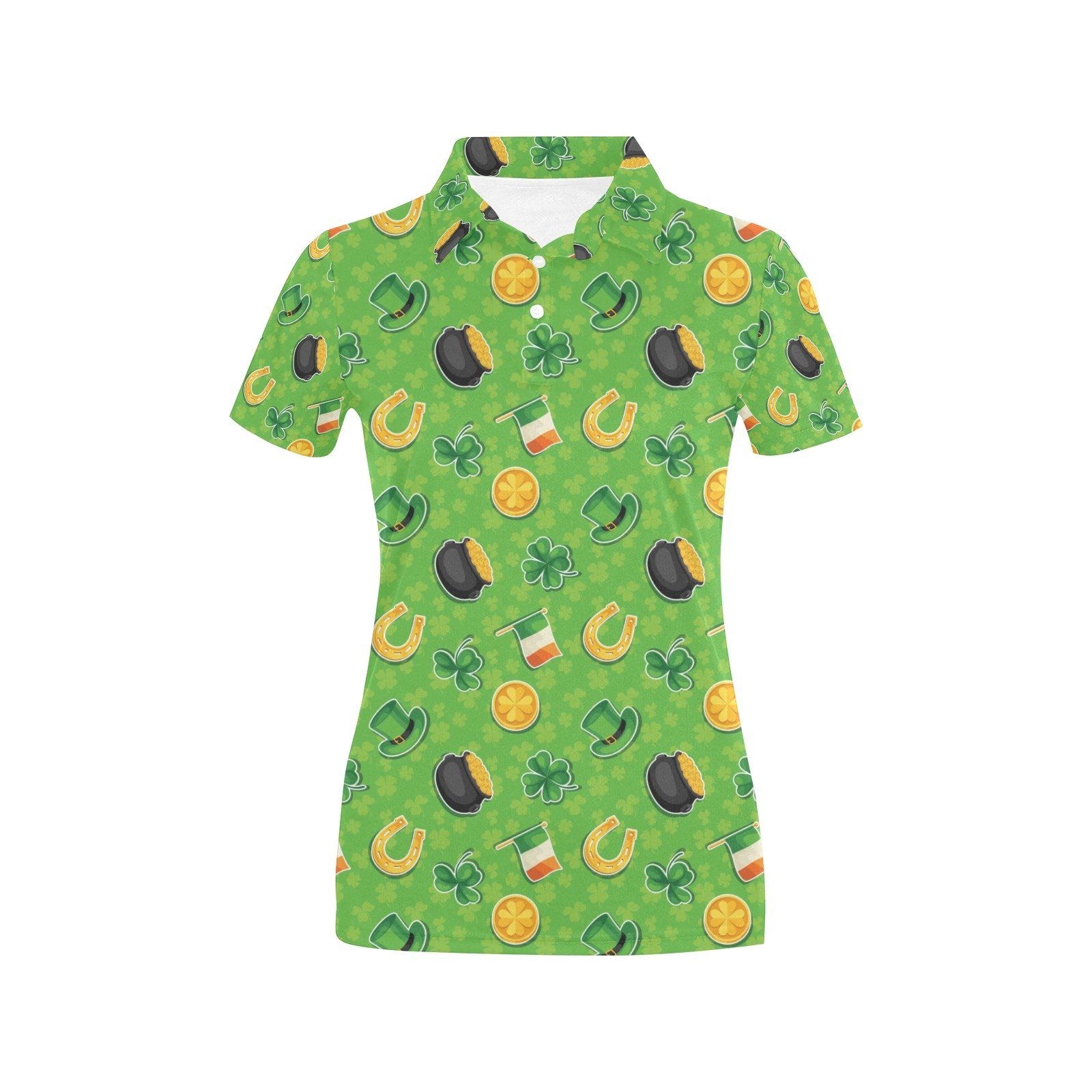 Shamrock Saint Patrick'S Day Print Design Lks302 Women'S Polo Shirt Shamrock Saint Patrick'S Day Print Design Lks302 Women'S Polo Shirt