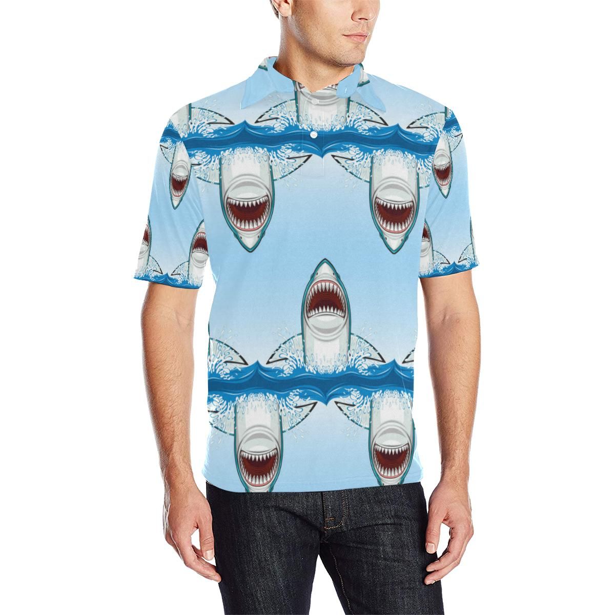 Shark Bite Men Polo Shirt Shark Bite Men Polo Shirt