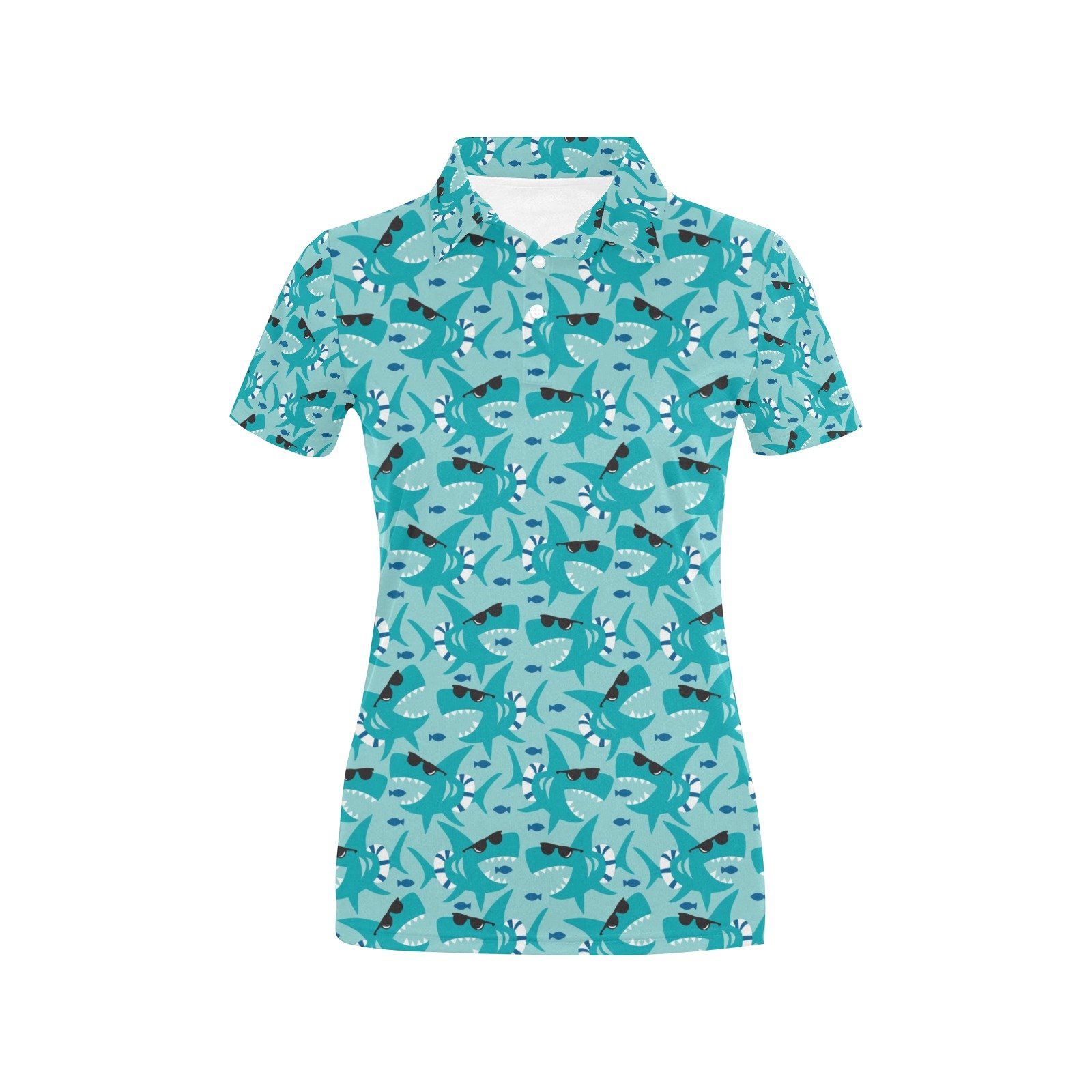 Shark Cute Print Design Lks302 Women'S Polo Shirt Shark Cute Print Design Lks302 Women'S Polo Shirt