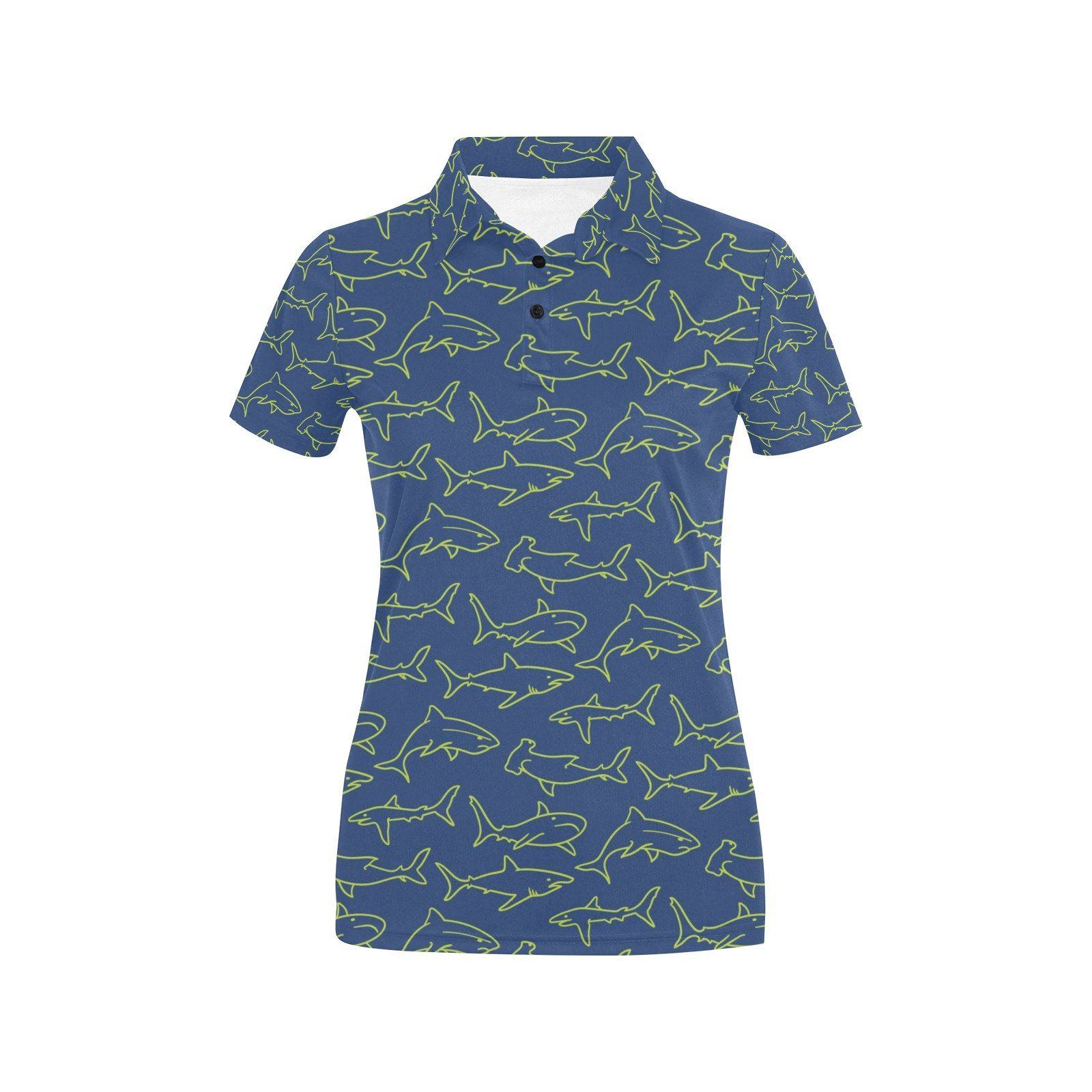 Shark Print Design Lks301 Women'S Polo Shirt Shark Print Design Lks301 Women'S Polo Shirt