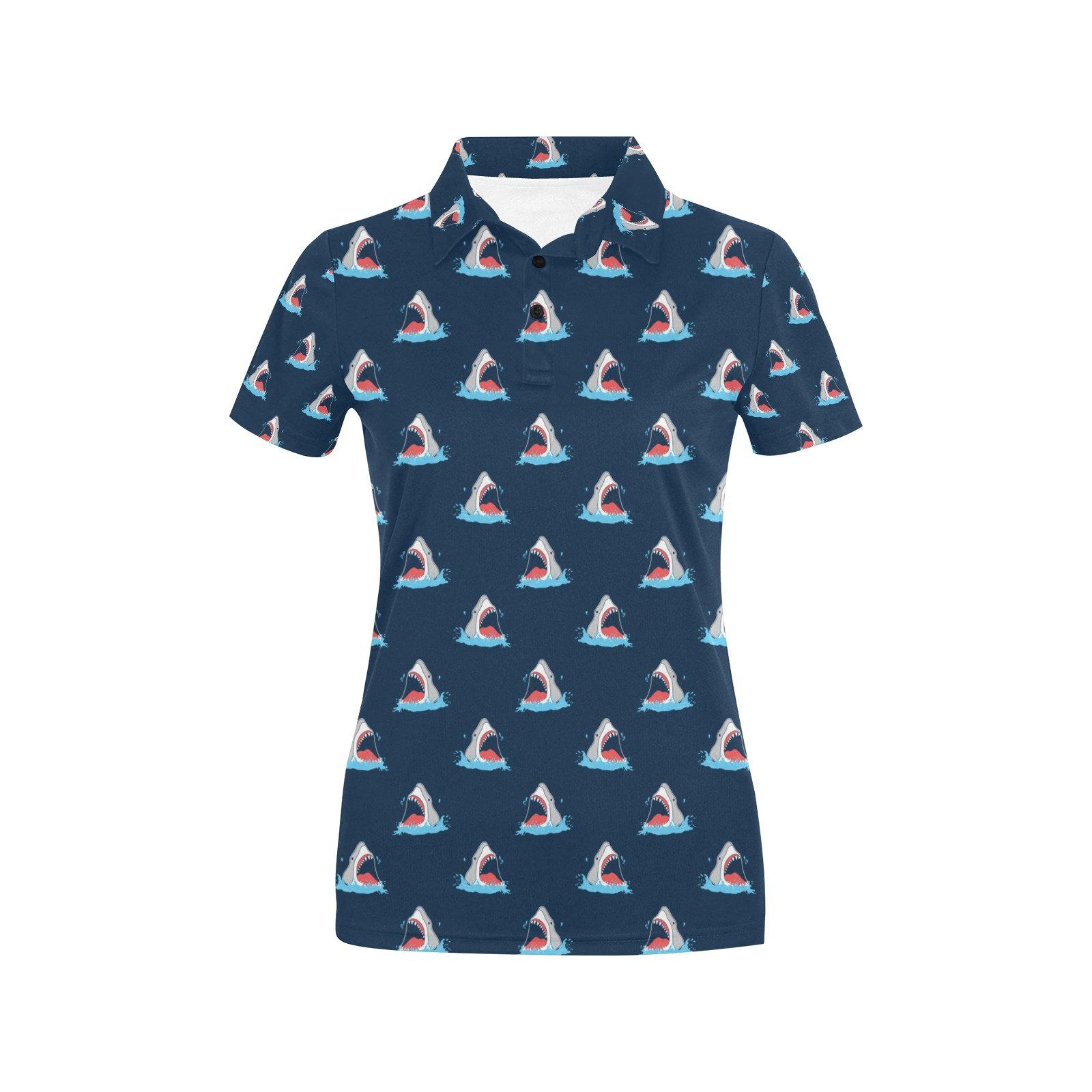 Shark Print Design Lks3010 Women'S Polo Shirt Shark Print Design Lks3010 Women'S Polo Shirt