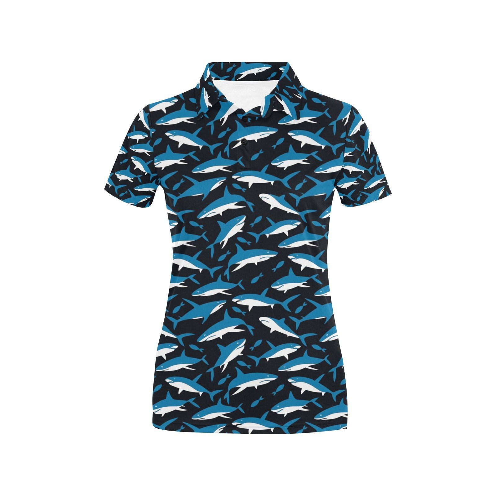 Shark Print Design Lks303 Women'S Polo Shirt Shark Print Design Lks303 Women'S Polo Shirt