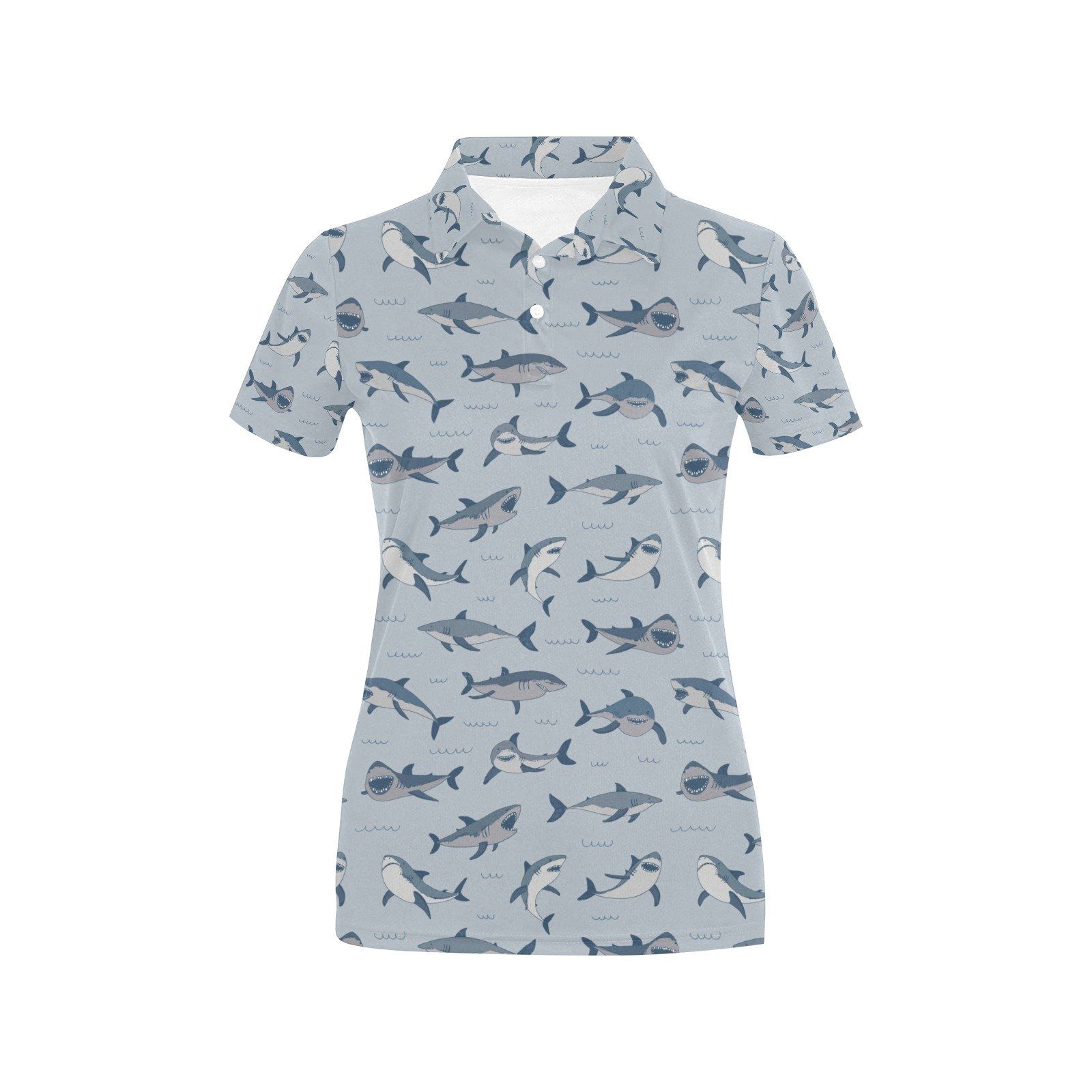 Shark Print Design Lks304 Women'S Polo Shirt Shark Print Design Lks304 Women'S Polo Shirt