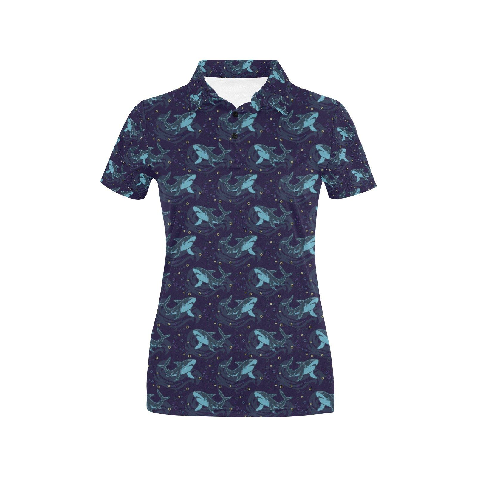 Shark Print Design Lks306 Women'S Polo Shirt Shark Print Design Lks306 Women'S Polo Shirt