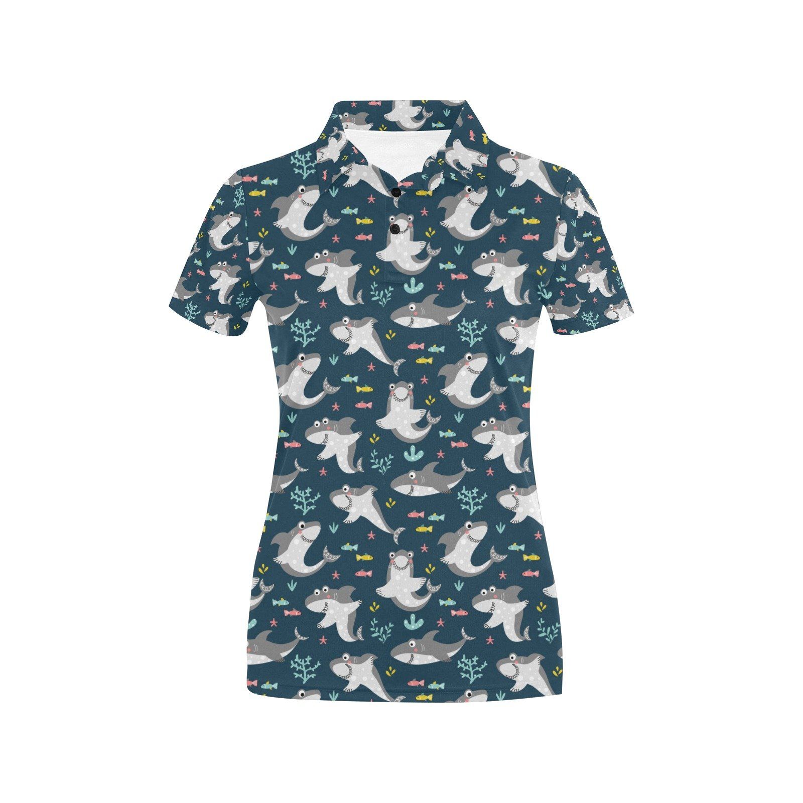 Shark Print Design Lks307 Women'S Polo Shirt Shark Print Design Lks307 Women'S Polo Shirt