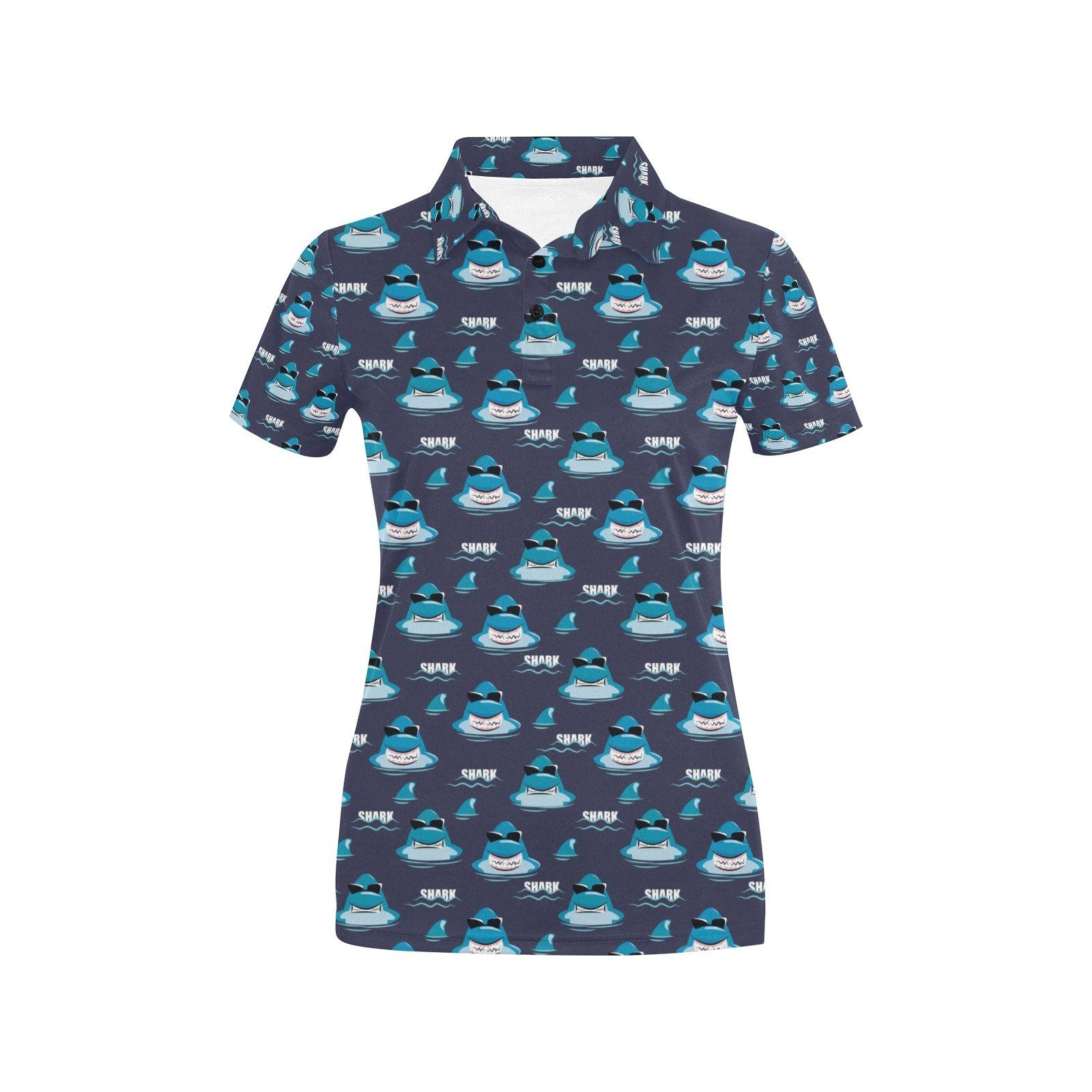 Shark Print Design Lks309 Women'S Polo Shirt Shark Print Design Lks309 Women'S Polo Shirt