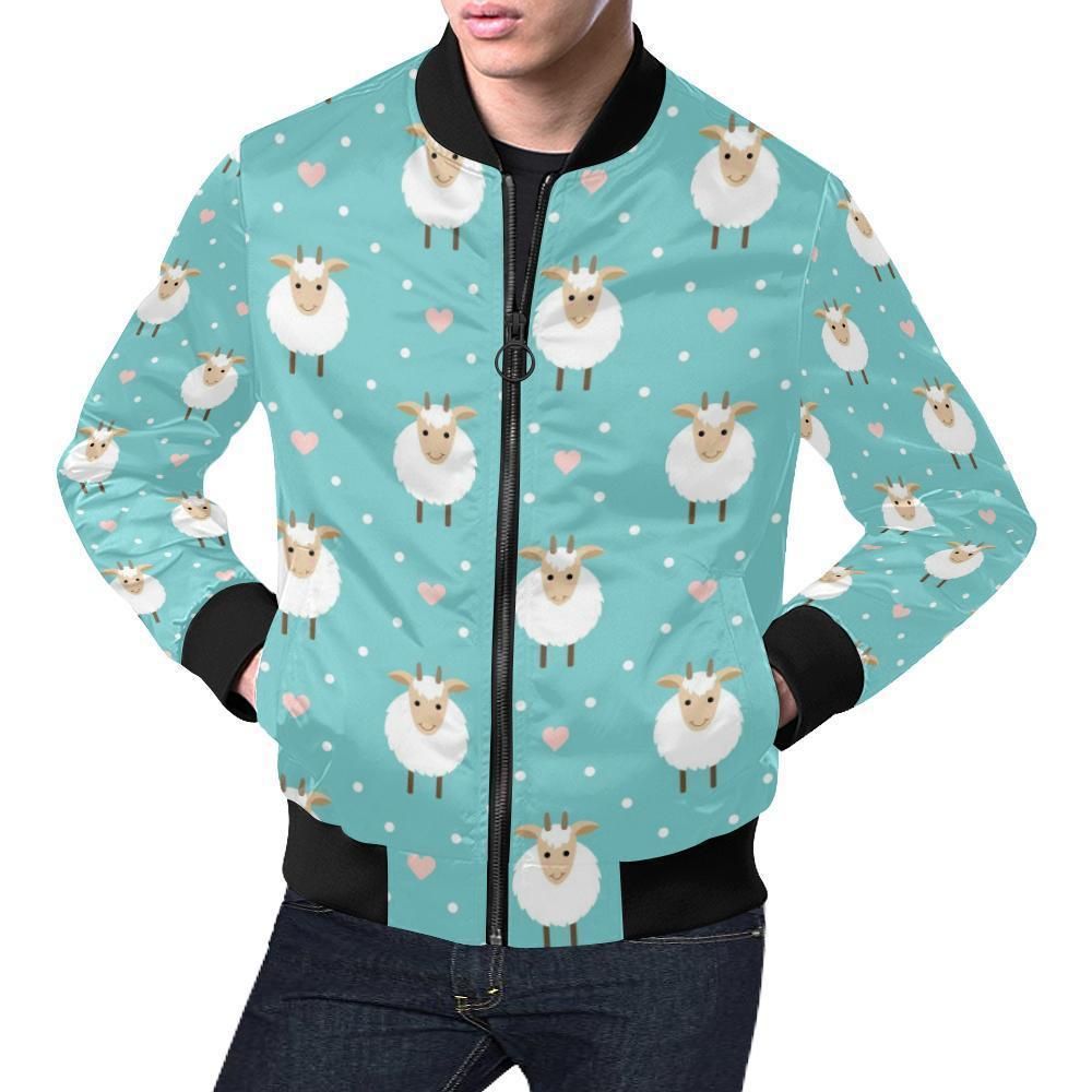 Sheep Goat Pattern Print Mens Bomber Jacket Sheep Goat Pattern Print Mens Bomber Jacket