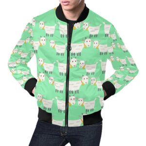 Sheep Goat Print Pattern Mens Bomber Jacket