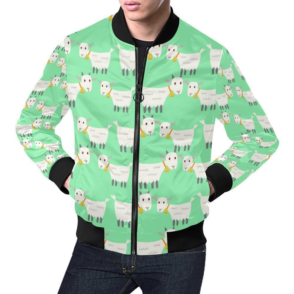 Sheep Goat Print Pattern Mens Bomber Jacket Sheep Goat Print Pattern Mens Bomber Jacket