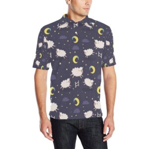 Sheep Night Pattern Print Design 02 Men Polo Shirt