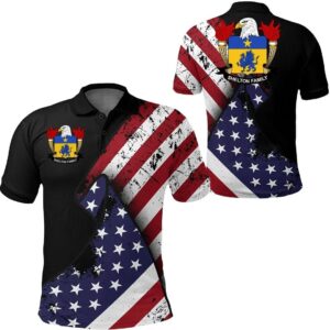 Shelton USA Polo Shirt - Special Grunge Flag - American Family Crest A7