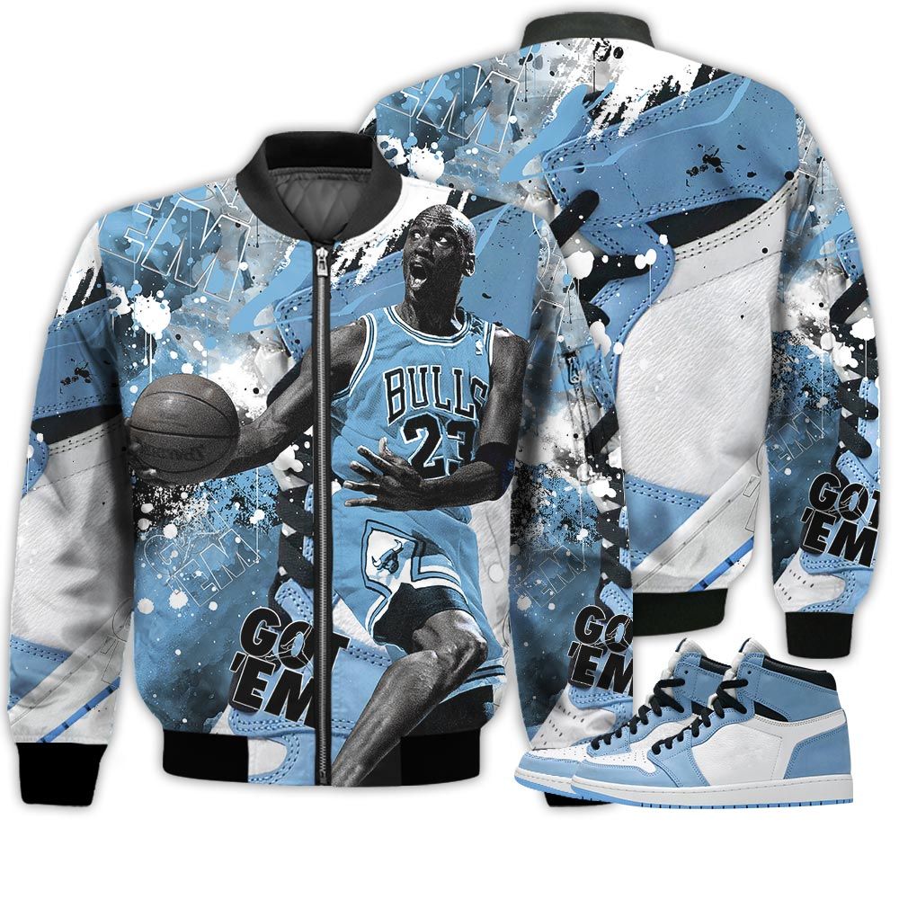 Shirt To Go With JD 1 High OG University Blue - Got Em Shoes Goat - University Blue 1s Gifts Unisex Matching 3D Bomber Jacket Shirt To Go With JD 1 High OG University Blue - Got Em Shoes Goat - University Blue 1s Gifts Unisex Matching 3D Bomber Jacket