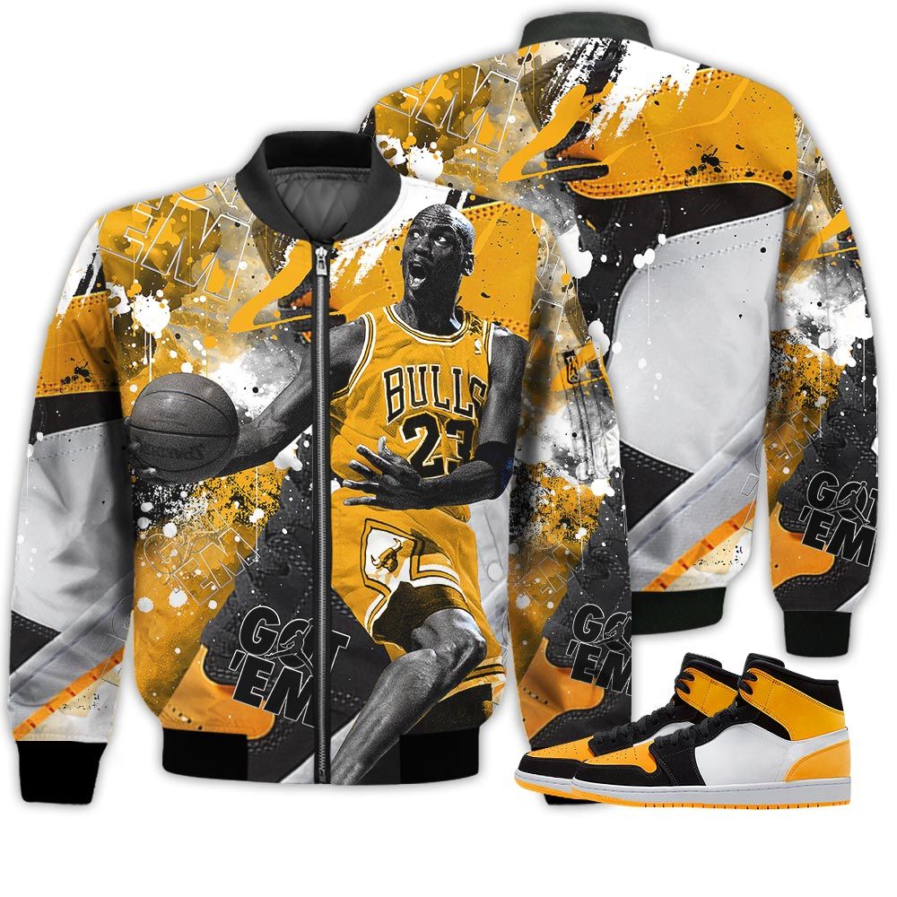Shirt To Go With JD 1 High OG Yellow Toe - Got Em Shoes Goat - OG Yellow Toe 1s Gifts Unisex Matching 3D Bomber Jacket Shirt To Go With JD 1 High OG Yellow Toe - Got Em Shoes Goat - OG Yellow Toe 1s Gifts Unisex Matching 3D Bomber Jacket