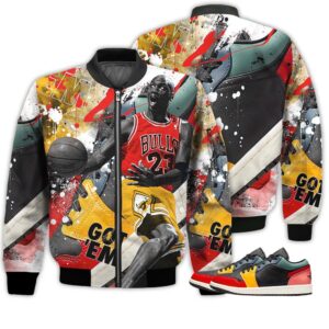 Shirt To Go With JD 1 Low Black Fire Red Taxi - Got Em Shoes Goat - SE Black Multi 1s Gifts Unisex Matching 3D Bomber Jacket