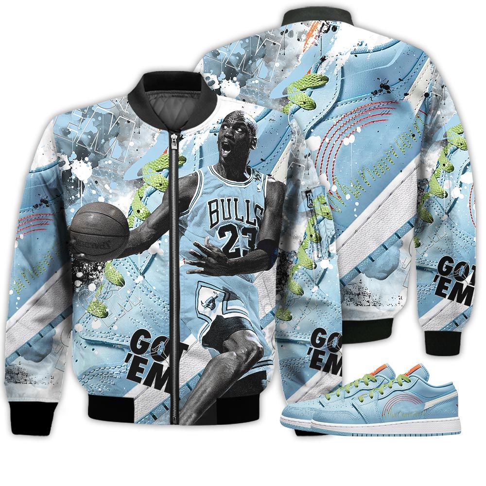 Shirt To Go With JD 1 Low Blue Stitch - Got Em Shoes Goat - Low Blue Stitch 1s Gifts Unisex Matching 3D Bomber Jacket Shirt To Go With JD 1 Low Blue Stitch - Got Em Shoes Goat - Low Blue Stitch 1s Gifts Unisex Matching 3D Bomber Jacket