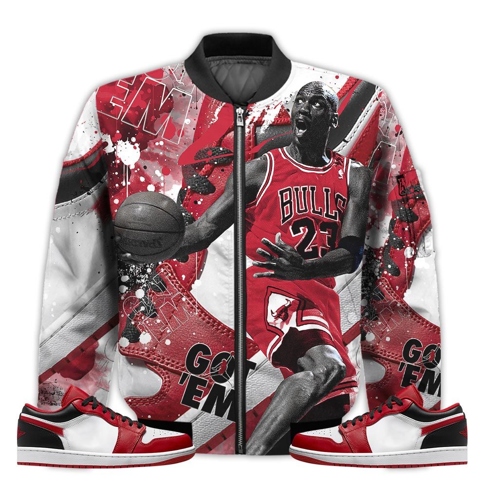 Shirt-To-Go-With-JD-1-Low-Reverse-Black-Toe-Got-Em-Shoes-Goat-Reverse-Black-Toe-1s-Gifts-Unisex-Matching-3D-Bomber-Jacket-1