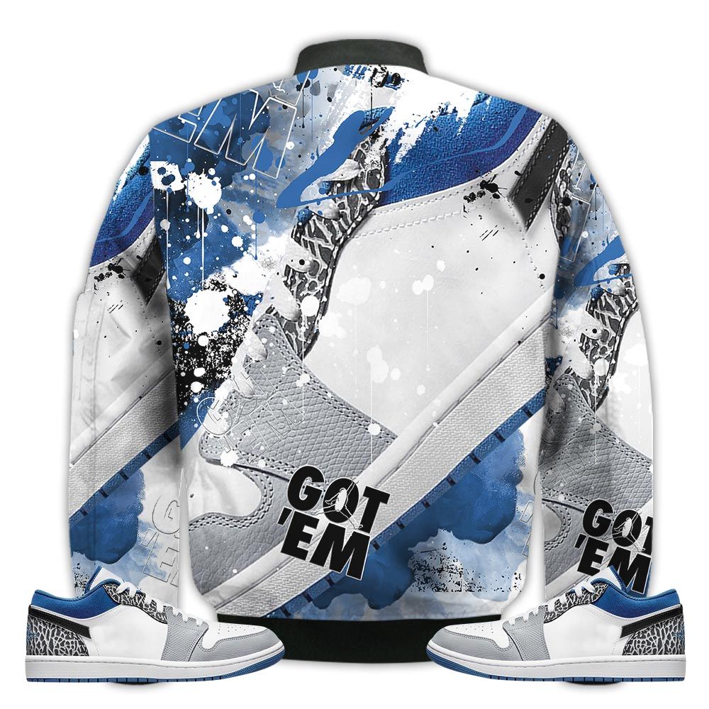 Shirt-To-Go-With-JD-1-Low-True-Blue-Got-Em-Shoes-Goat-True-Blue-1s-Gifts-Unisex-Matching-3D-Bomber-Jacket-2