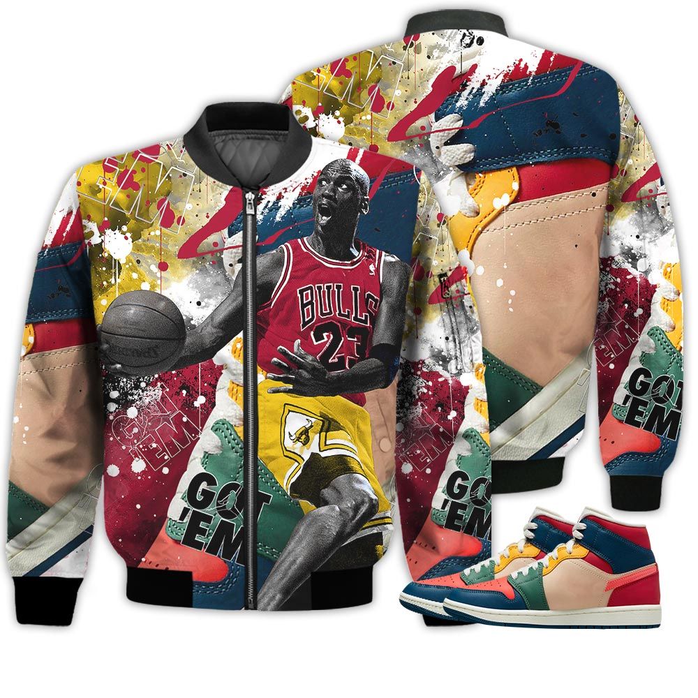 Shirt To Go With JD 1 Mid Multi Color 2022 - Got Em Shoes Goat - Multi Color 2022 1s Gifts Unisex Matching 3D Bomber Jacket Shirt To Go With JD 1 Mid Multi Color 2022 - Got Em Shoes Goat - Multi Color 2022 1s Gifts Unisex Matching 3D Bomber Jacket