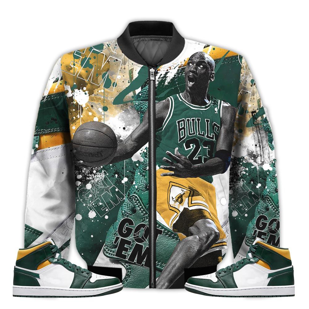 Shirt-To-Go-With-JD-1-Mid-Sonics-Noble-Green-Pollen-Got-Em-Shoes-Goat-Mid-Sonics-1s-Gifts-Unisex-Matching-3D-Bomber-Jacket-1