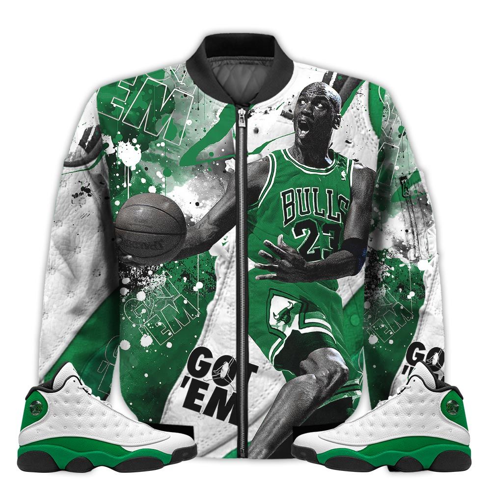 Shirt-To-Go-With-JD-13-Retro-Lucky-Green-Got-Em-Shoes-Goat-Lucky-Green-13s-Gifts-Unisex-Matching-3D-Bomber-Jacket-1