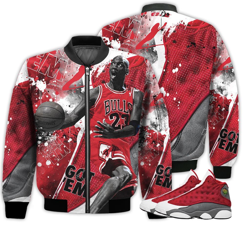 Shirt To Go With JD 13 Retro Red Flint - Got Em Shoes Goat - Red Flint 13s Gifts Unisex Matching 3D Bomber Jacket Shirt To Go With JD 13 Retro Red Flint - Got Em Shoes Goat - Red Flint 13s Gifts Unisex Matching 3D Bomber Jacket