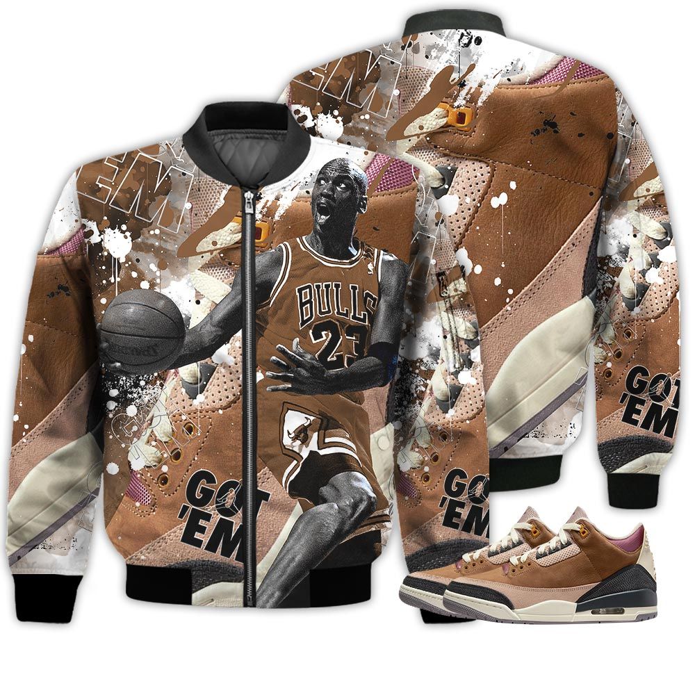 Shirt To Go With JD 3 Archaeo Brown - Got Em Shoes Goat - Archaeo Brown 3s Gifts Unisex Matching 3D Bomber Jacket Shirt To Go With JD 3 Archaeo Brown - Got Em Shoes Goat - Archaeo Brown 3s Gifts Unisex Matching 3D Bomber Jacket