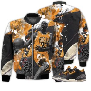 Shirt To Go With JD 3 Retro Black Gold - Got Em Shoes Goat - Black Gold 3s Gifts Unisex Matching 3D Bomber Jacket