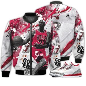Shirt To Go With JD 3 Retro Cardinal Red - Got Em Shoes Goat - Retro Cardinal Red 3s Gifts Unisex Matching 3D Bomber Jacket
