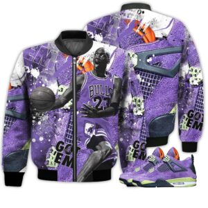 Shirt To Go With JD 4 Canyon Purple - Got Em Shoes Goat - Canyon Purple 4s Gifts Unisex Matching 3D Bomber Jacket