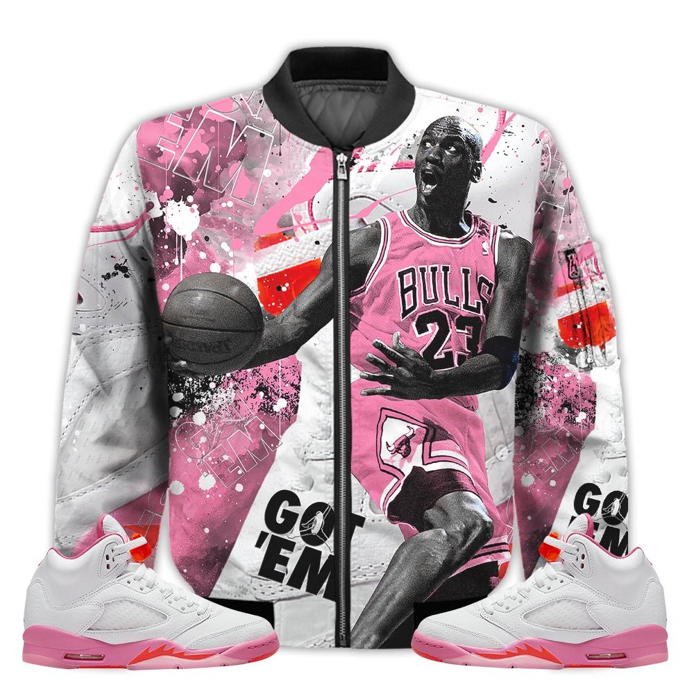 Shirt-To-Go-With-JD-5-GS-Pinksicle-Got-Em-Shoes-Goat-GS-Pinksicle-5s-Gifts-Unisex-Matching-3D-Bomber-Jacket-1