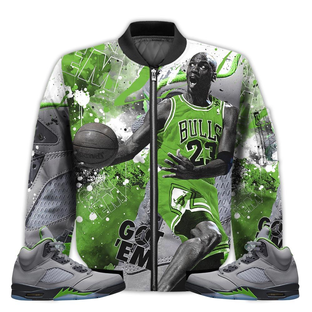 Shirt-To-Go-With-JD-5-Retro-Green-Bean-Got-Em-Shoes-Goat-Green-Bean-5s-Gifts-Unisex-Matching-3D-Bomber-Jacket-1