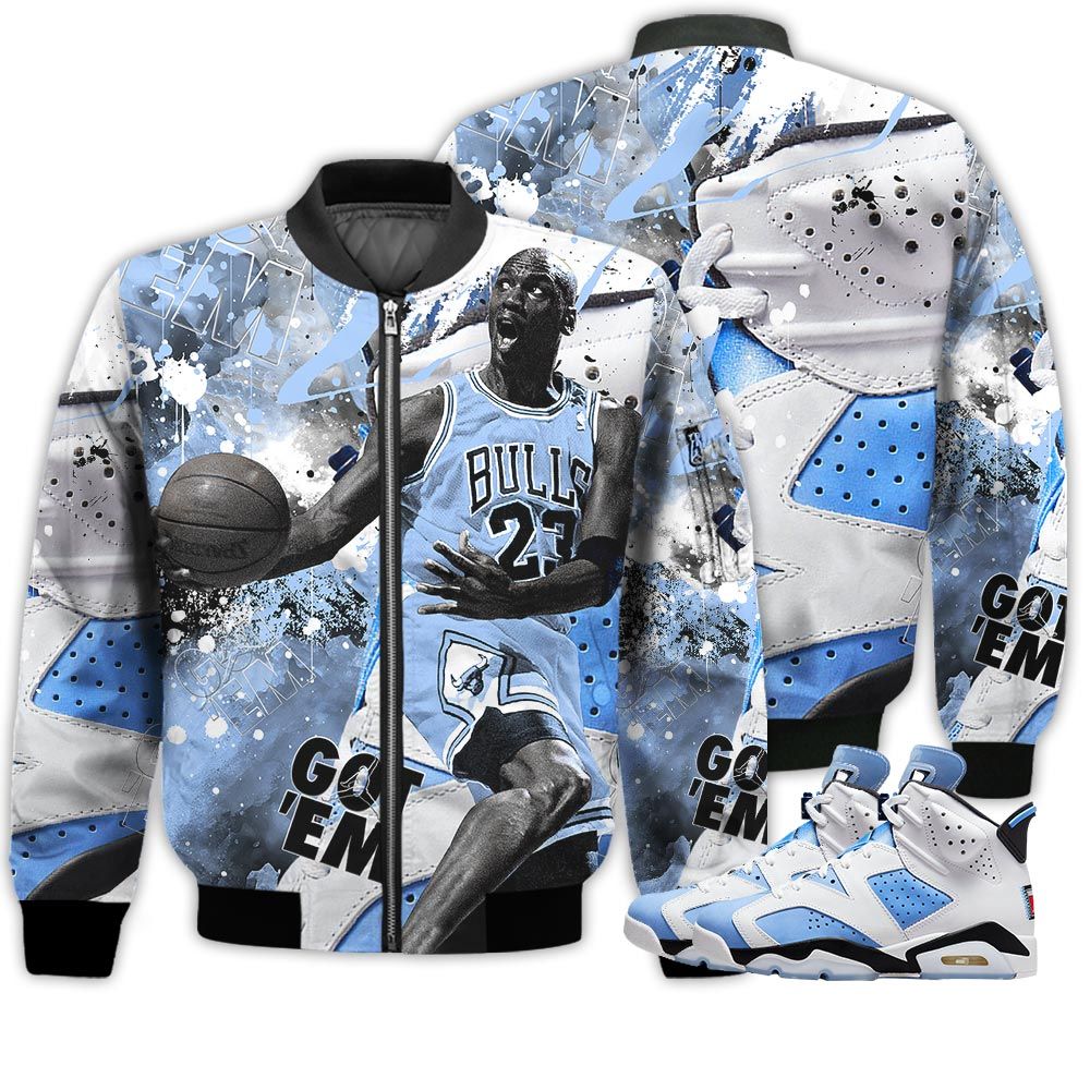 Shirt To Go With JD 6 University Blue - Got Em Shoes Goat - University Blue 6s Gifts Unisex Matching 3D Bomber Jacket Shirt To Go With JD 6 University Blue - Got Em Shoes Goat - University Blue 6s Gifts Unisex Matching 3D Bomber Jacket