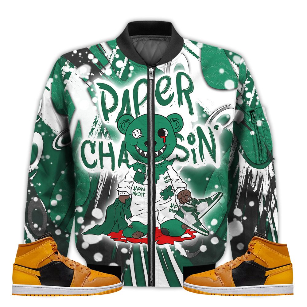 Shirt-To-Match-1-High-Gorge-Green-Bear-Paper-Chasin-Mid-Chutney-1s-Gifts-Unisex-Matching-3D-Bomber-Jacket-1