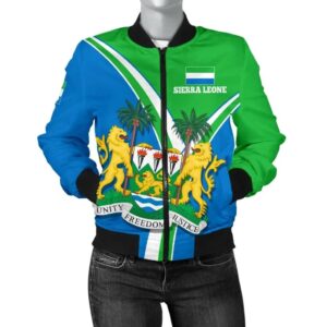 Sierra Leone Women's Bomber Jacket - Sierra Leone Pride - BN22 Bomber Jacket
