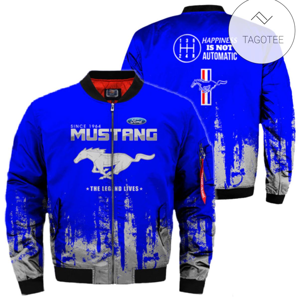 Since 1964 Mustang Happiness Is Not Automatic 3D Bomber Jacket Since 1964 Mustang Happiness Is Not Automatic 3D Bomber Jacket