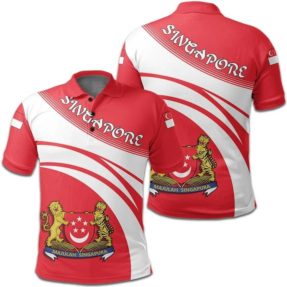 Singapore Coat Of Arms Polo Shirt Cricket Style J5W Singapore Coat Of Arms Polo Shirt Cricket Style J5W