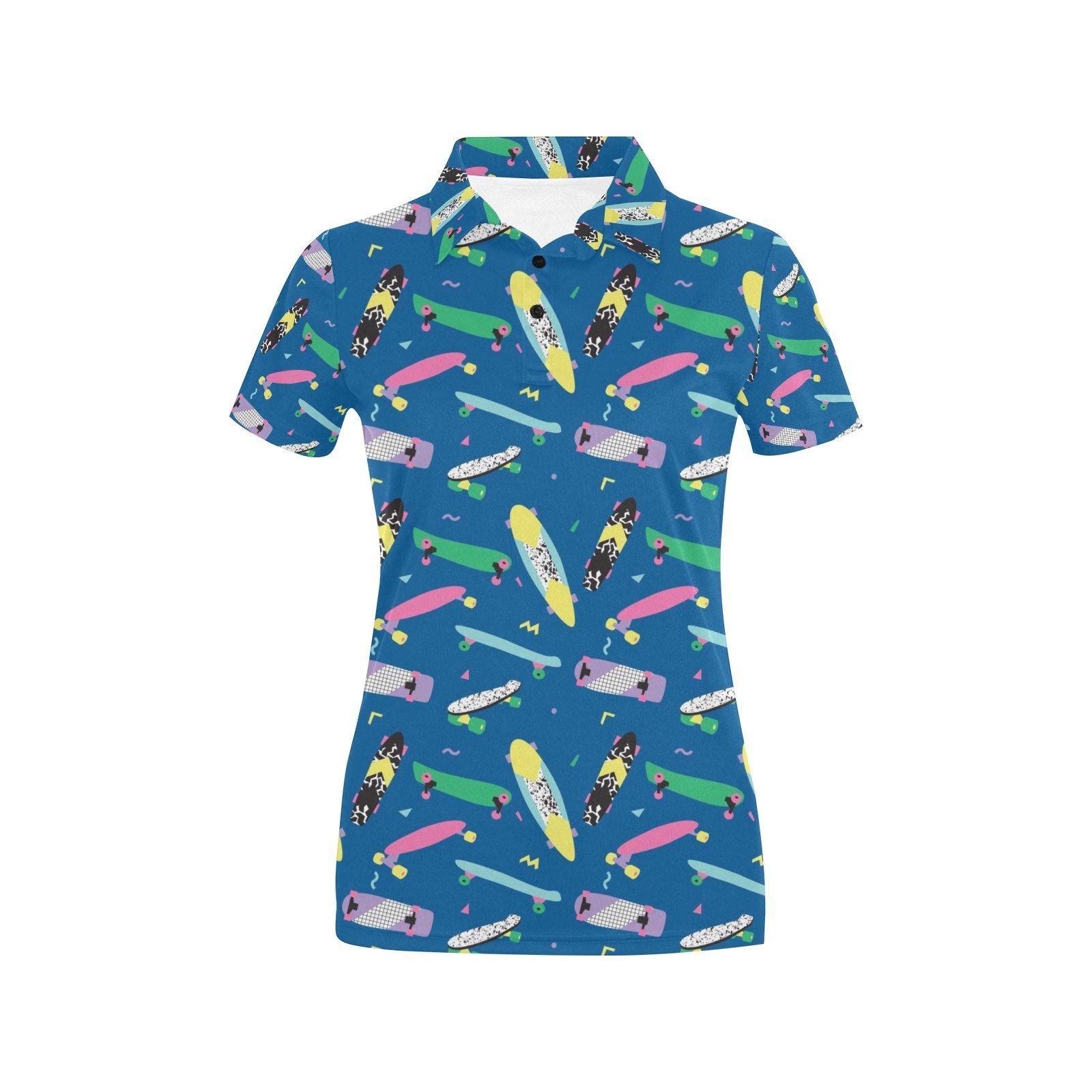 Skateboard Print Design Lks302 Women'S Polo Shirt Skateboard Print Design Lks302 Women'S Polo Shirt