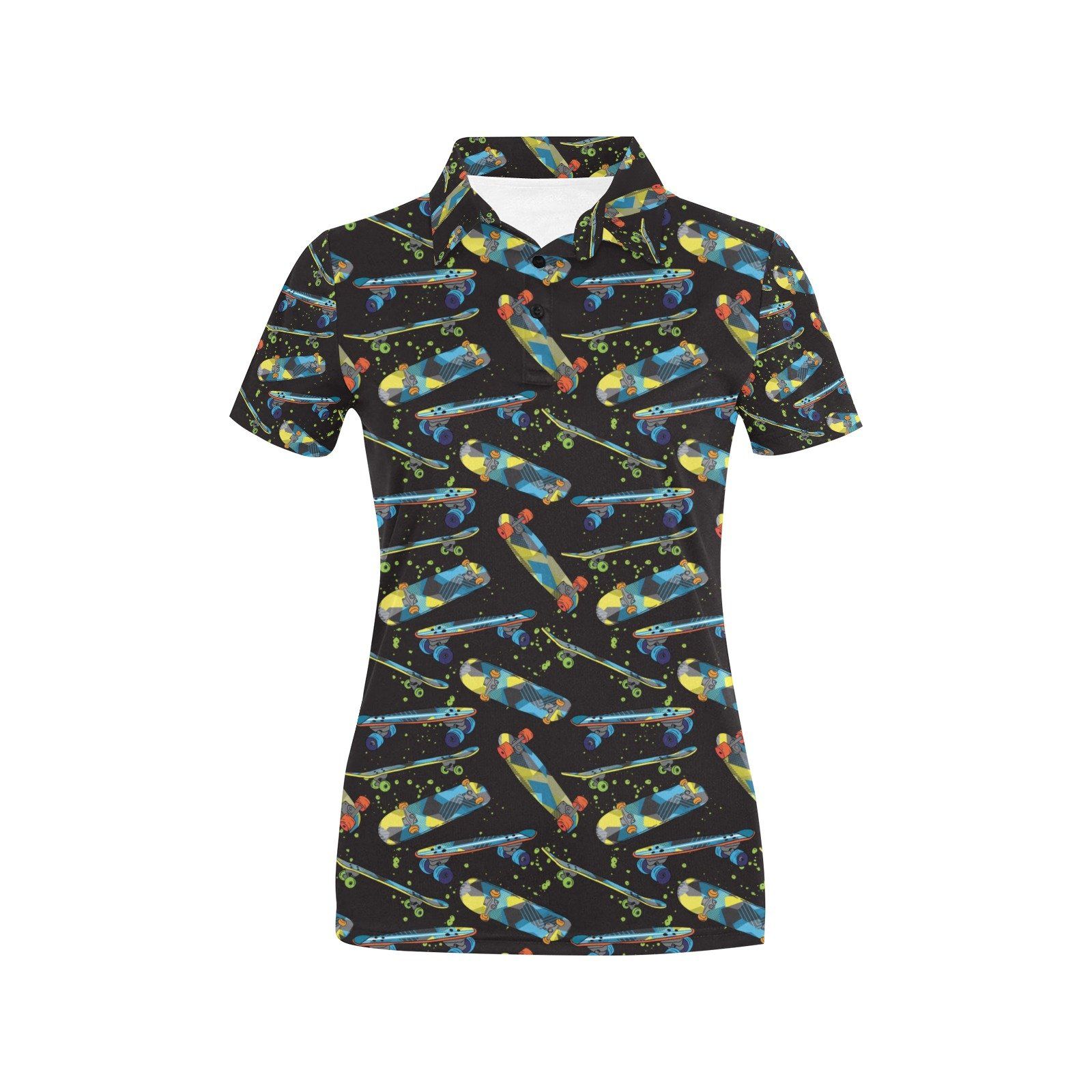 Skateboard Print Design Lks305 Women'S Polo Shirt Skateboard Print Design Lks305 Women'S Polo Shirt