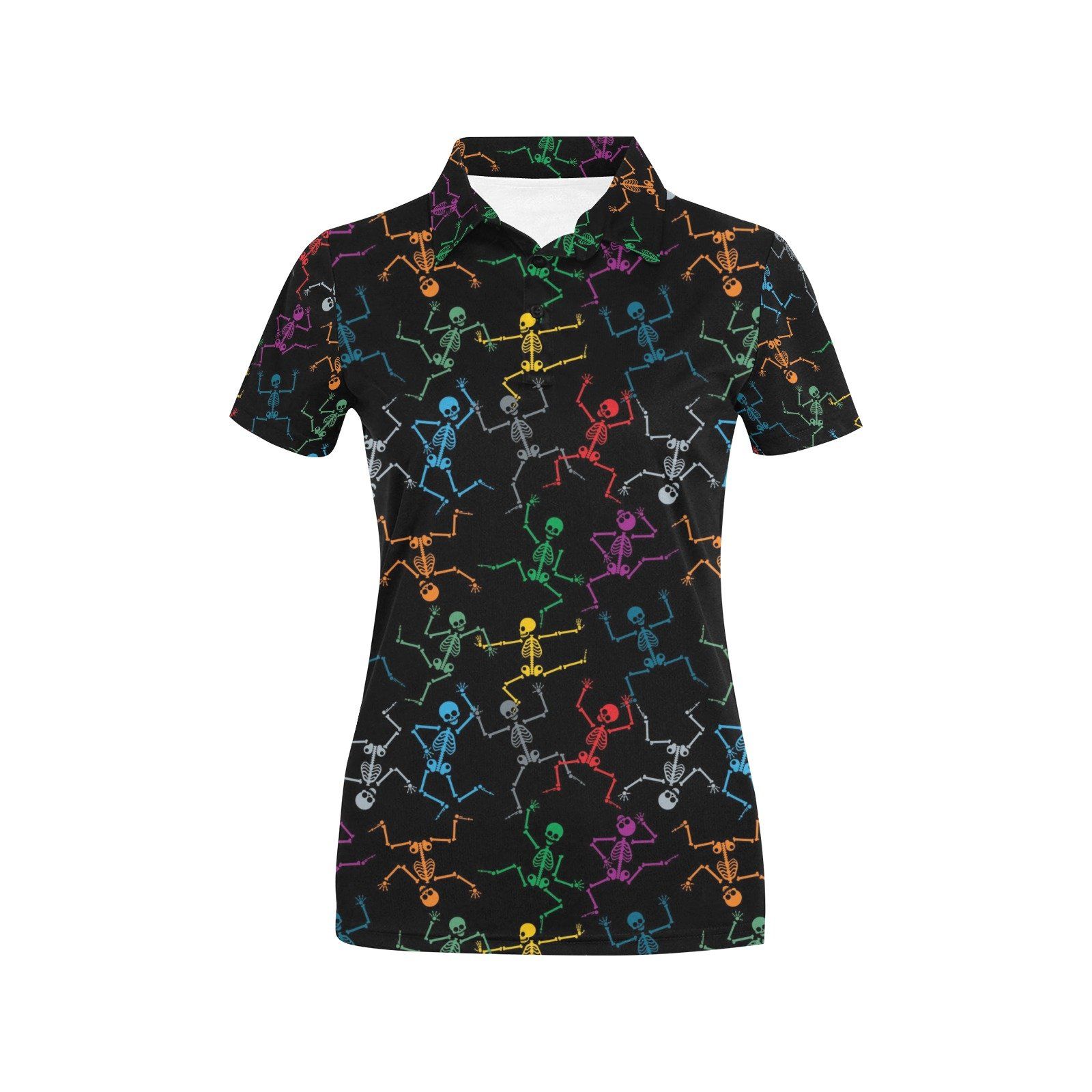 Skeleton Colorful Print Design Lks302 Women'S Polo Shirt Skeleton Colorful Print Design Lks302 Women'S Polo Shirt