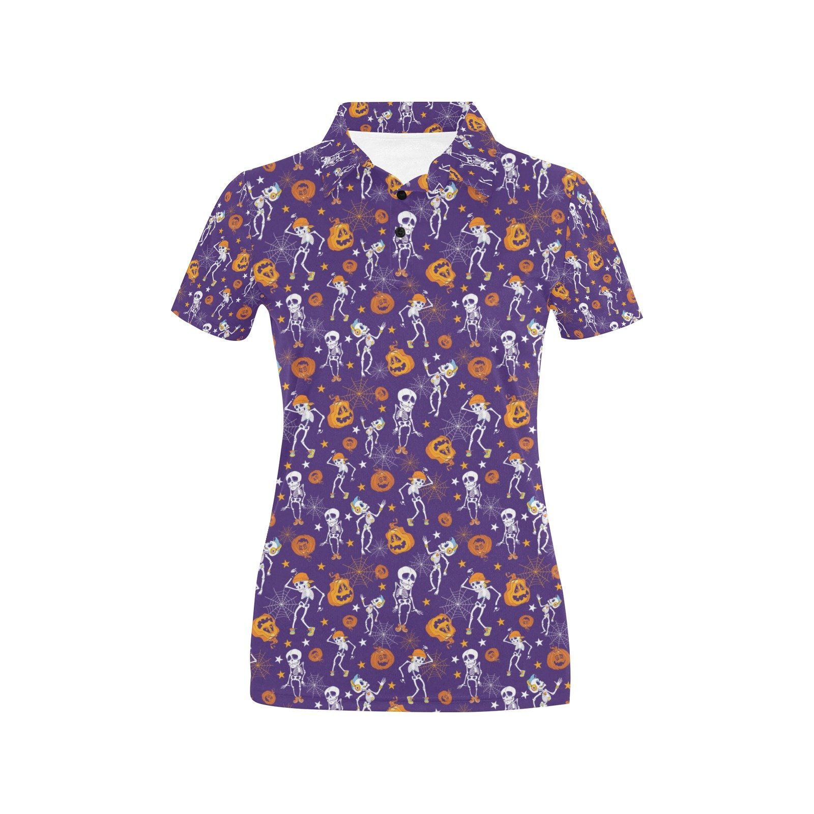 Skeleton Halloween Dance Print Design Lks304 Women'S Polo Shirt Skeleton Halloween Dance Print Design Lks304 Women'S Polo Shirt